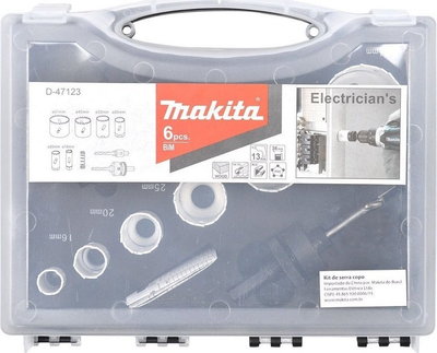 Set shpuese rrethore MAKITA Electricians Hole Saw Kit, 6 copë, bi metal, me kuti plastike