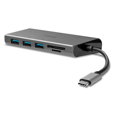 Docking station USB C Lindy DST Mini Plus, HDMI 4K dhe VGA, Power Delivery 100W, gri