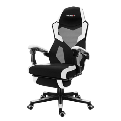 Karrige gaming Huzaro Combat 3.1, mbështetëse këmbësh, mban deri 150 kg, bardh e zezë