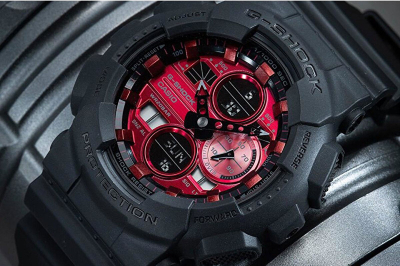 Orë për meshkuj Casio GA-140AR-1AER, e zezë/kuqe