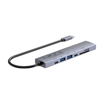 Hub USB C Unitek 7 në 1, 4K 60Hz, PD 100W, gri
