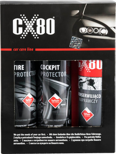 Set pastrimi veture CX80 Care Line Car Set, 3 pjesë, aerosol 600 ml, i zi