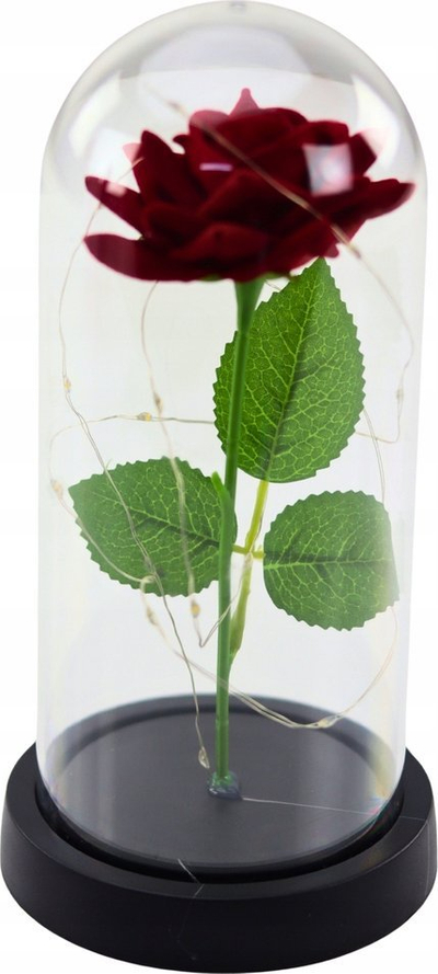 Dekor trëndafil i përjetshëm Lean Eternal Rose in Dome, LED, 21x11cm, i kuq