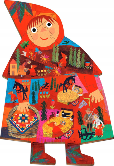 Puzëll druri Ludattica Woody Little Red Riding Hood, 24 copë, për kalamaj 3+