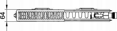 Radiator panel Kermi V, 648W, lidhje nga poshtë majtas, i bardhë
