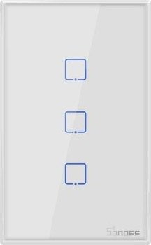 Çelës muri smart Sonoff T2US3C, 3 kanale, Wi‑Fi, i bardhë