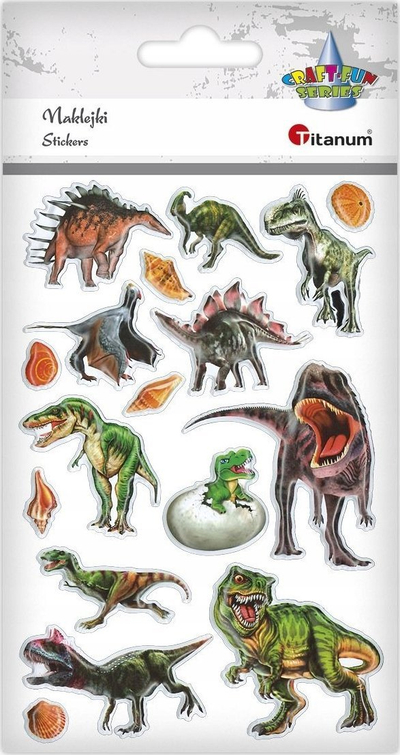 Ngjitëse 3D Titanum Raised Soft Stickers Dinosaurë, set 17 copë, shumëngjyrëshe