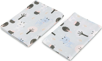 Set shtrati për kalama Sensillo Little Deer, 2 pjesë, 100x135 cm, gri me figura dreri