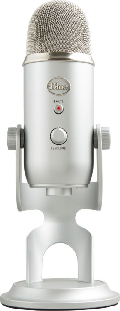 Mикрофон Blue Yeti USB, кондензатор, со постолје за маса, сребрен