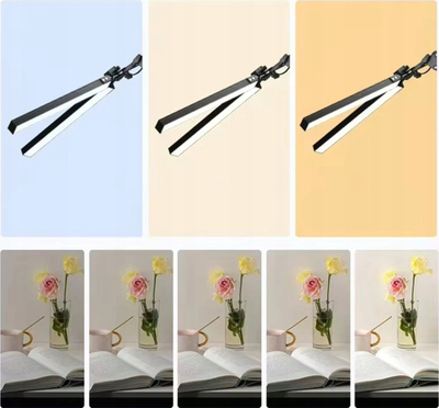 Llambë tavoline LED Lampika, me krah të gjatë 325cm, me dy mbajtëse, e bardhë