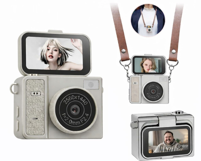 Kamerë digitale Xrec X7 Mini, video 2K, ekran 1.47" që rrotullohet, bezhë