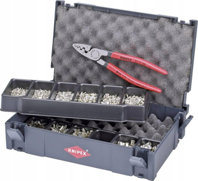 Set krimpimi Knipex Crimp Assortment, pseta profesionale 97 71 180, këmisha kabllosh DIN 46228, kuti plastike