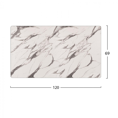 Pllakë tavoline HPL 120×69 cm mermer (HM5840.11), bardhë/ gri