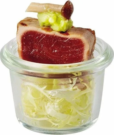 Set kavanozësh qelqi Weck Sturz, 0.25L, me kapak unazë dhe kapësa, transparent