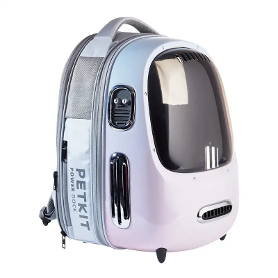 Çantë shpine transporti për mace PetKit Breezy2, ventilator i integruar, dritare transparente, rozë