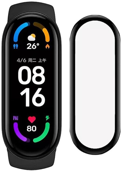 Mbrojtëse ekrani iLike 9H Nano Flexible Glass për Xiaomi Mi Band 7, transparente, e zezë