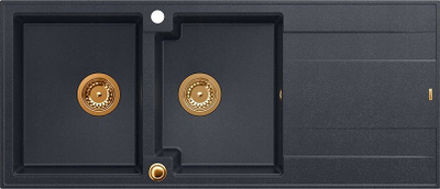 Lavabo kuzhine GranitQ EVAN 121, 2 pjata, 1160x500x210 mm, Black Diamond me elemente bakri