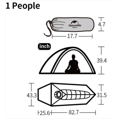 Çadër kampingu Naturehike Cloud Up, 1–3 veta, e papërshkueshme nga uji, jeshile