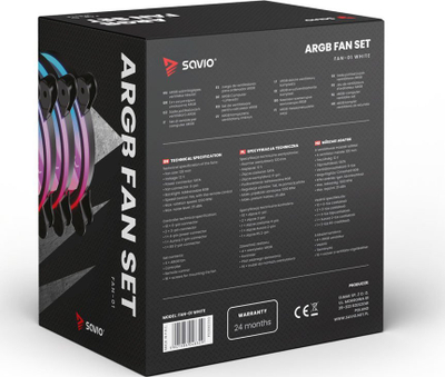 Ventilatorë për kasë Savio FAN-01, 120mm, ARGB, të bardhë