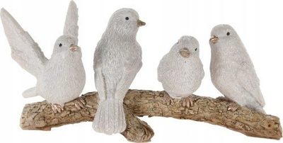 Dekorë zogj të bardhë White Birds On A Twig, 16 cm, e bardhë