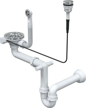 Sifon lavamani Quadron PUSH TO OPEN, për lavaman graniti një legen 3 1/2", çelik inox