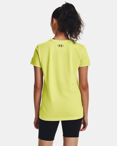 Bluzë me mëngë të shkurtra Under Armour Sportstyle për femra, S, lime e verdhë, me logo të zezë