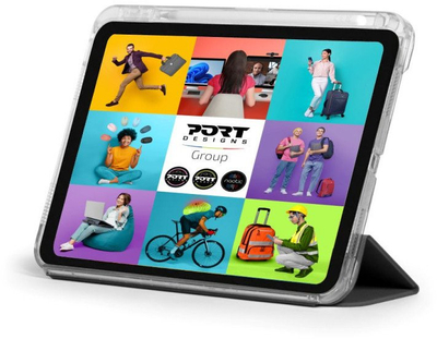 Mbështjellës tablet Port Designs NOUMEA II SLIMCLEAR ECO, 10.9" 11", flip, i zi e tejdukshëm turkez