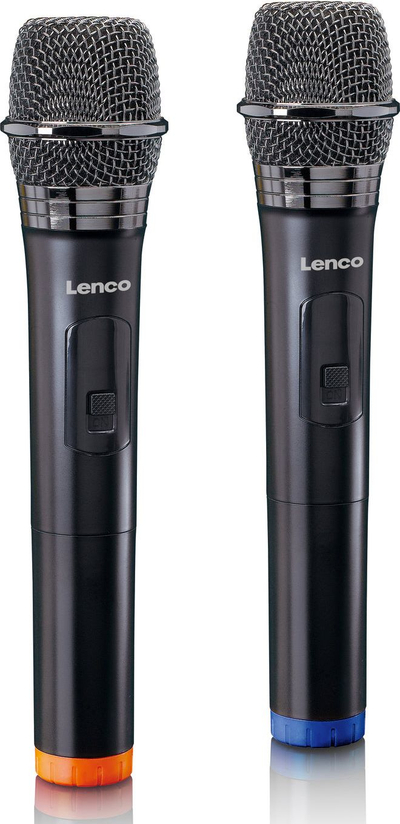 Set mikrofoni pa tela Lenco MCW-020BK, 2 mikrofona, receiver me bateri Li-Ion, i zi