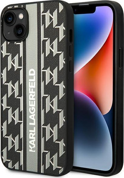 Kapak telefoni Karl Lagerfeld Monogram Stripe për iPhone 14 Plus 6.7", hardcase, gri