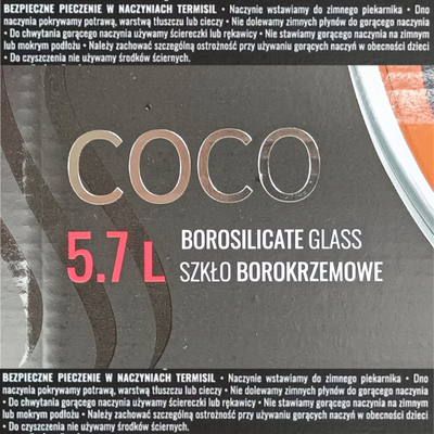 Enë pjekjeje Termisil drejtkëndore me kapak, 5.7L, qelq transparent