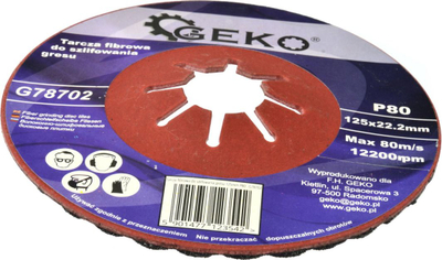 Disk  fibrash për lëmimin e gresit Geko, 125mm P80 10/200