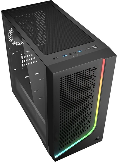 Kuti kompjutri Sharkoon J1000 ARGB, Micro ATX, me xham t’temperum, e zezë