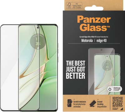 Xham mbrojtës PanzerGlass Ultra Wide Fit, për Motorola Edge 40, shumë i kthjellët, i fortë ndaj gërvishtjeve