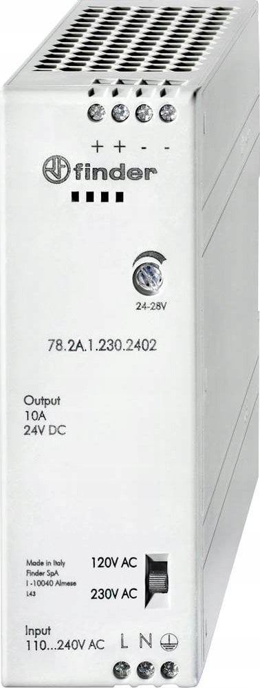 Furnizim energjie Finder 78.2A.1.230.2402, 240W, 24V DC, për shinë DIN