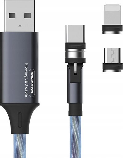 Kabllo karikimi Somostel 3IN1, magnetike me LED, 3.1A, blu