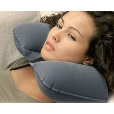 Jastëk udhëtimi Victoria Sport Headrest, velur, me fryrje, gri
