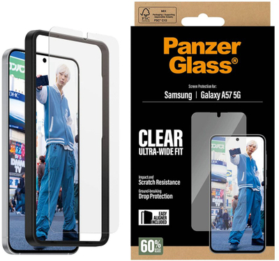 Qelq mbrojtës PanzerGlass Clear, Samsung Galaxy A57 5G, ultra-wide fit, transparent