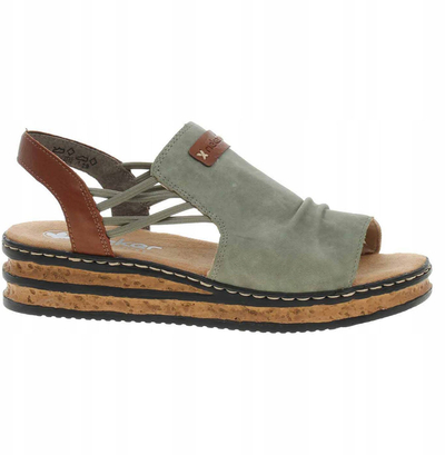 Sandale për femra Rieker 62962-52, me platformë, jeshile