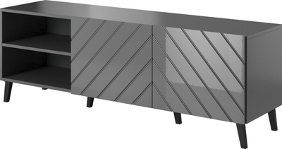 Komodë TV Abeto, 150x42x52 cm, MDF dhe panel dru, gri grafit