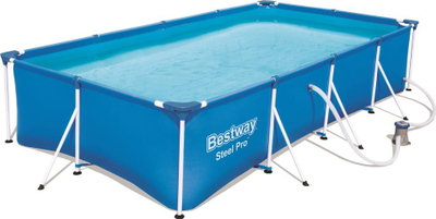 Pishinë me kornizë çeliku Bestway Steel Pro 56424, drejtkëndëshe, me pompë filtri, blu