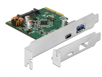 Kartë PCIe Delock, 1x USB-C + 1x USB-A, 10Gbps