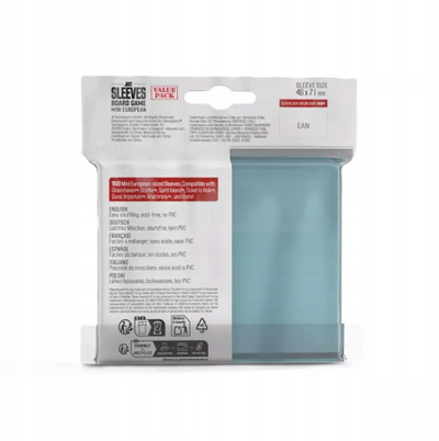 Mbështjellëse kartash Gamegenic Just Sleeves Mini European, 46 x 71 mm, 150 copë, të tejdukshme
