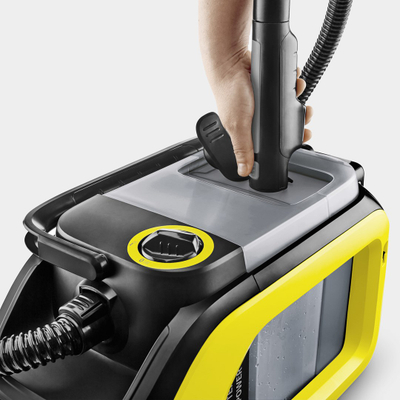 Pastrues me ujë dhe vakum Karcher SE 3-18 V, me bateri 18V, kompakt, i verdhë