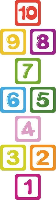 Stickerë dysheme edukativë hopscotch, numrat 1 10, PVC, shumëngjyrësh
