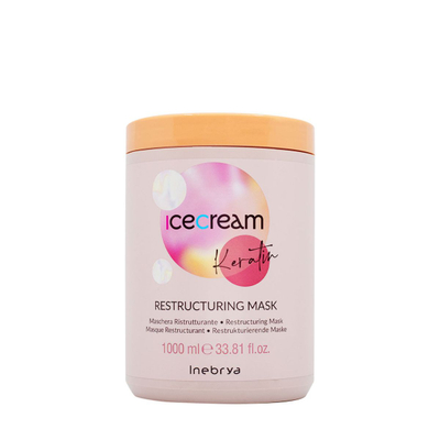 Maskë Inebrya Ice Cream Keratin Restructuring, 1000 ml