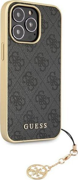 Mbulesë telefoni Guess 4G Charms GUHCP14LGF4GGR për iPhone 14 Pro, hardcase, gri