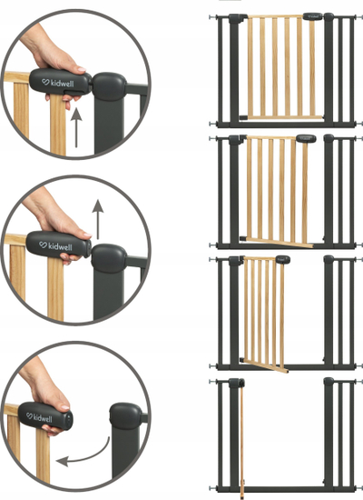Portë sigurie për kalamaj Kidwell Trasti, 74-105 cm, metal dhe dru, gri