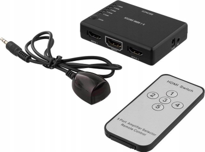 Ndars HDMI Deltaco 5 me 1, 4K, me telekomandë, i zi
