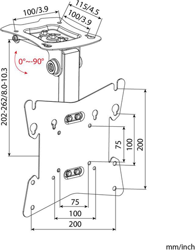 Mbajtës tavanor për TV ART AR-21SKOS, 17-42", 35kg, i zi