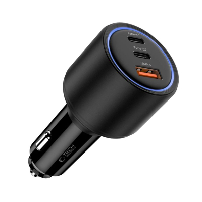 Полнач за автомобил Tech-Protect CC04, 3 порти, 130W, црн